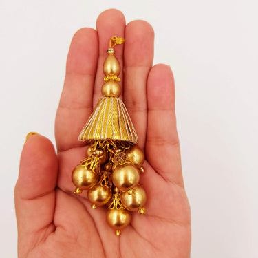 Handcrafted Gold Bead Tassels Latkan, Indian Latkans, Pearl Bell Tassels